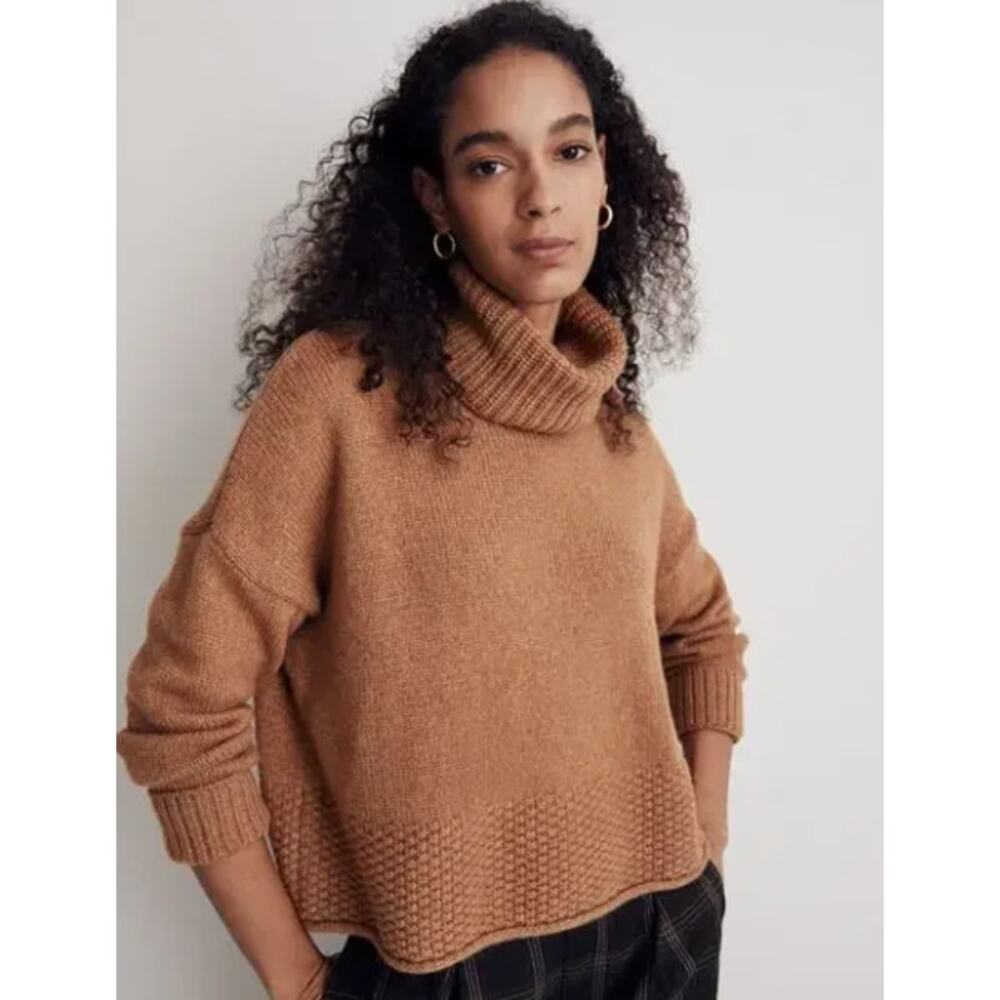 Madewell Sadler Turtleneck Sweater Camel Brown, XS‎